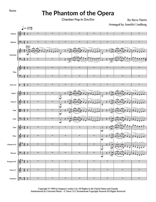 The Phantom of the Opera for Chamber Ensemble sheet music