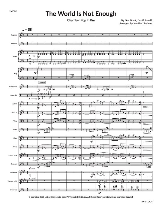 The World Is Not Enough for Chamber Ensemble sheet music