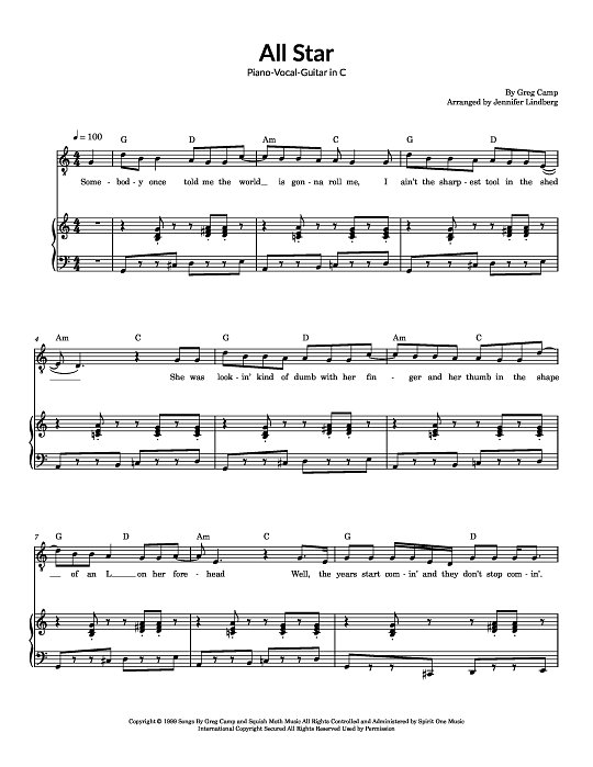 All Star for Piano-Vocal-Guitar sheet music
