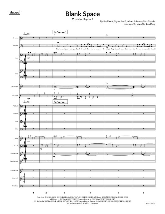 Blank Space for Chamber Ensemble sheet music