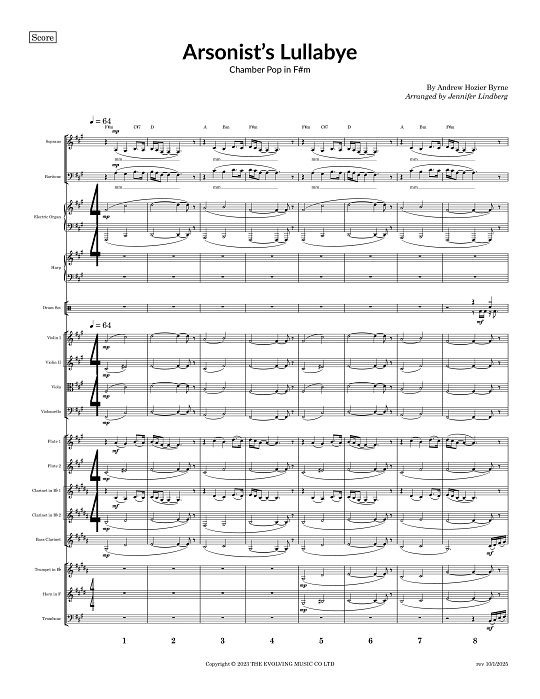 Arsonist's Lullaby for Chamber Ensemble sheet music