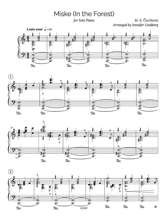 Miske (In The Forest) for Solo Piano for Piano Solo sheet music