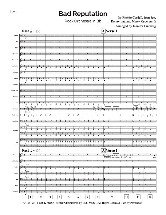 Bad Reputation for Rock Orchestra sheet music