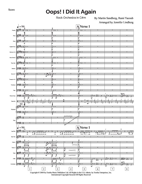 Oops! ...I Did It Again for Rock Orchestra sheet music