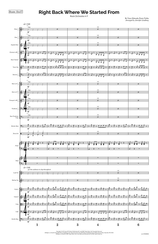 Right Back Where We Started From for Rock Orchestra sheet music