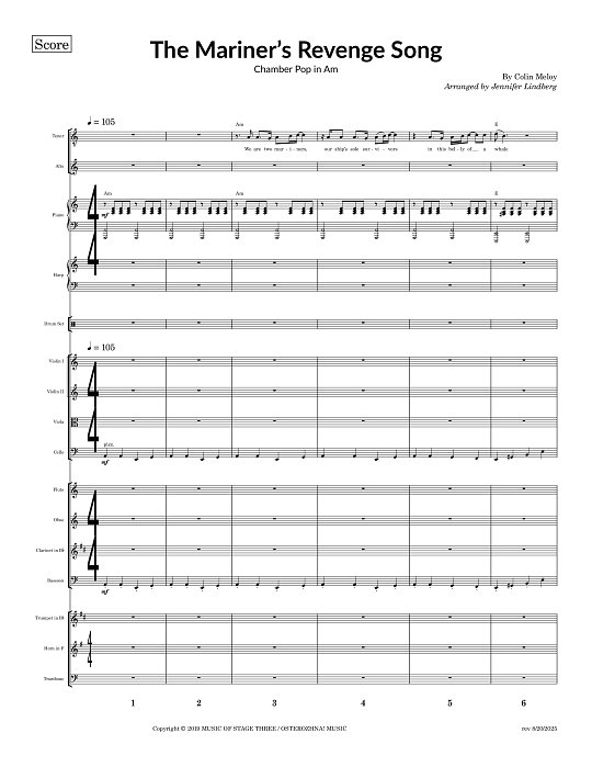 The Mariner's Revenge Song for Chamber Ensemble sheet music
