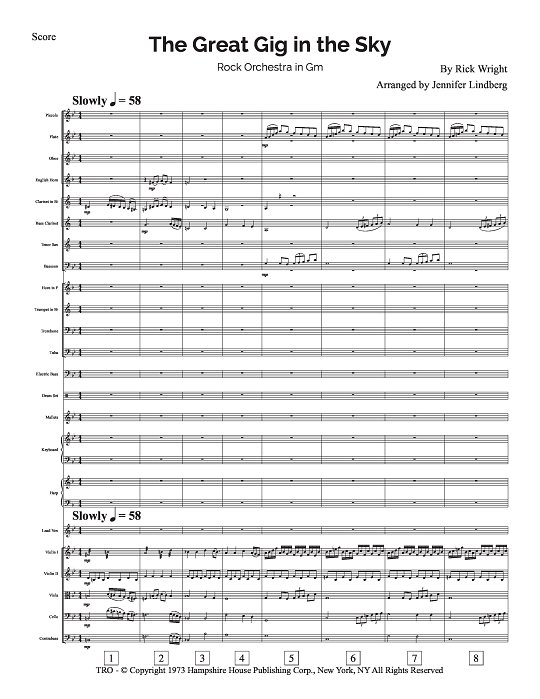 The Great Gig In The Sky for Rock Orchestra sheet music