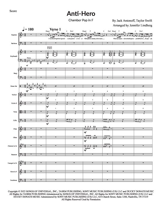 Anti-hero for Chamber Ensemble sheet music