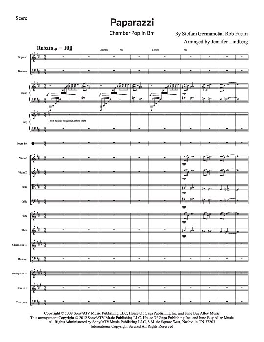 Paparazzi for Chamber Ensemble sheet music