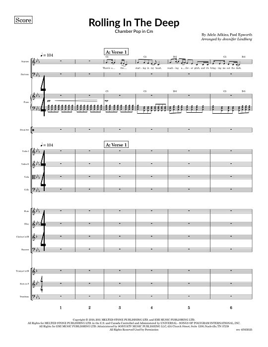 Rolling In The Deep for Chamber Ensemble sheet music