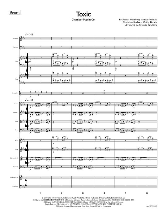 Toxic for Chamber Ensemble sheet music
