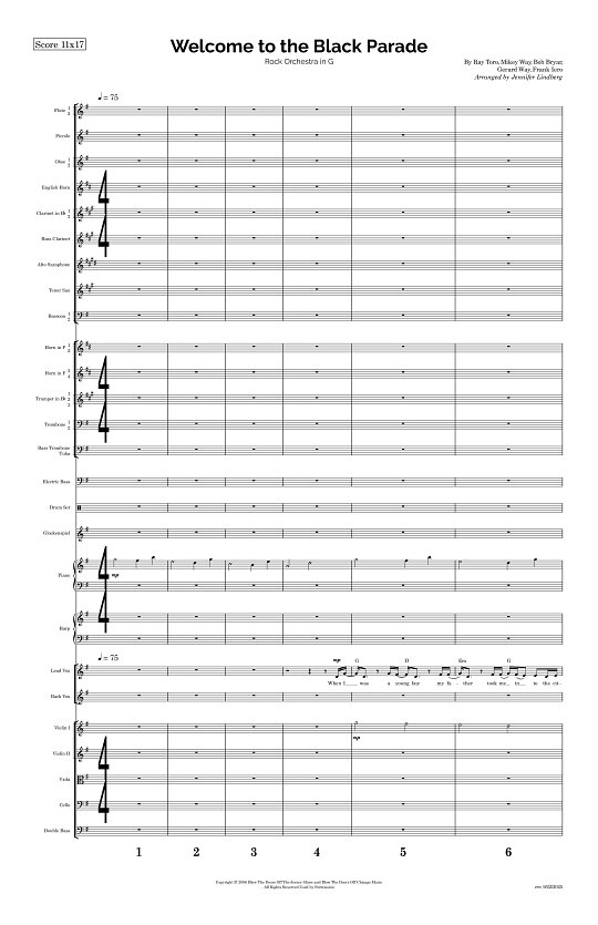 Welcome To The Black Parade for Rock Orchestra sheet music