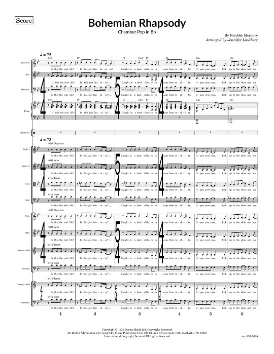 Bohemian Rhapsody for Chamber Ensemble sheet music