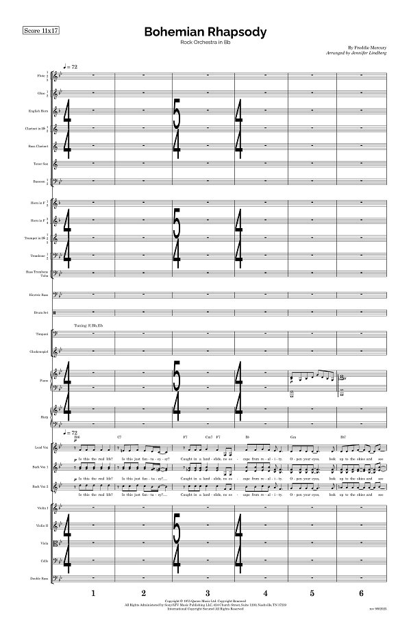 Bohemian Rhapsody for Rock Orchestra sheet music, page 1