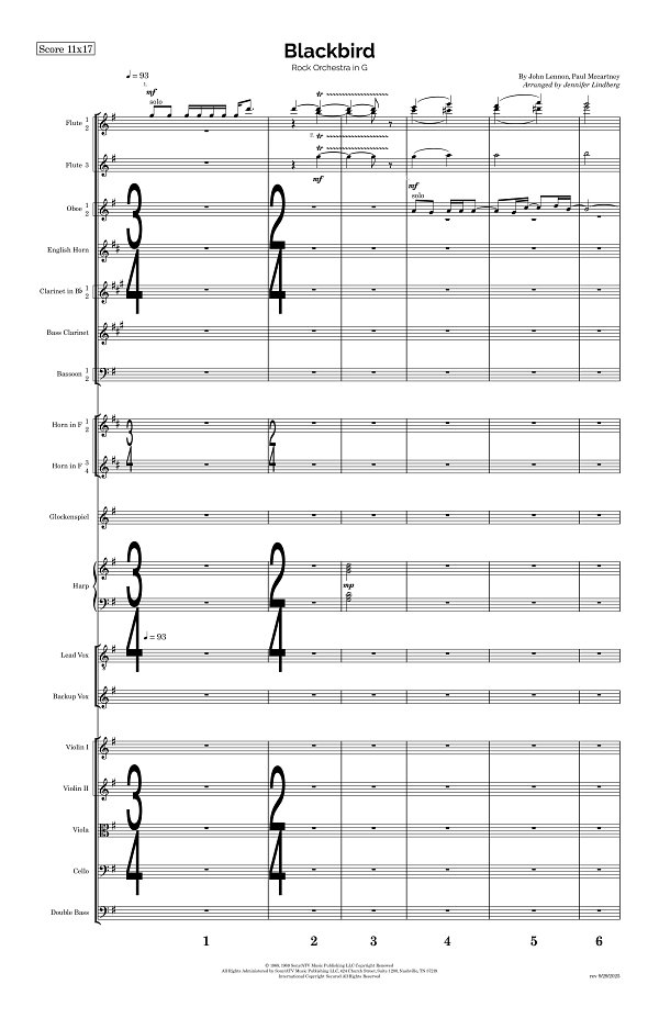 Blackbird for Rock Orchestra sheet music, page 1