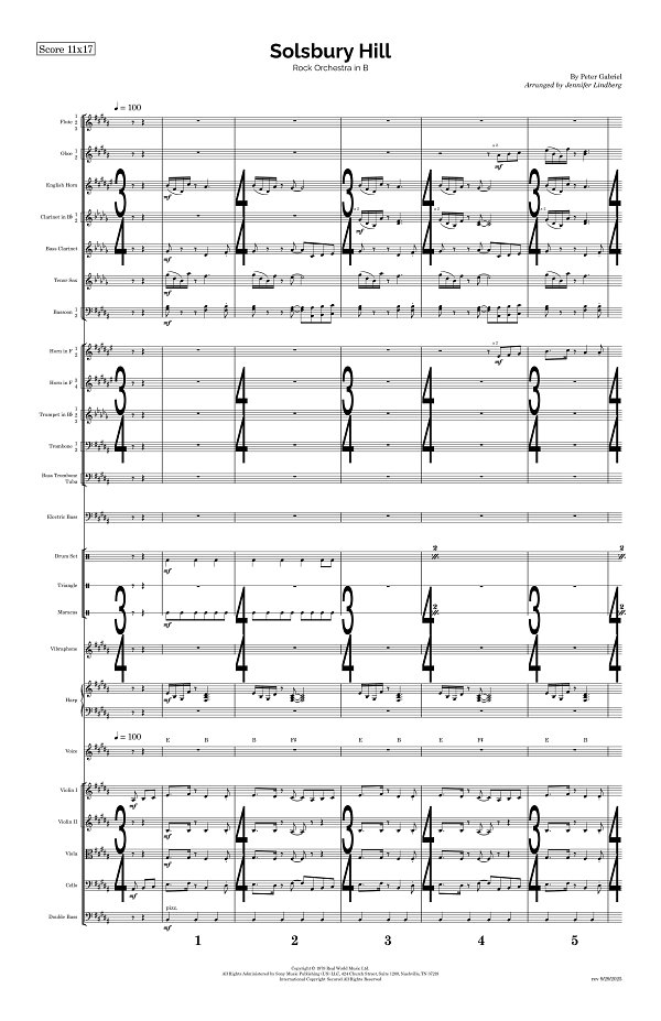 Solsbury Hill for Rock Orchestra sheet music, page 1