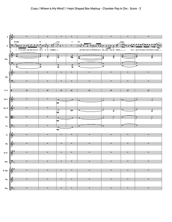 Crazy x Where Is My Mind? x Heart Shaped Box for Chamber Ensemble sheet music, page 2