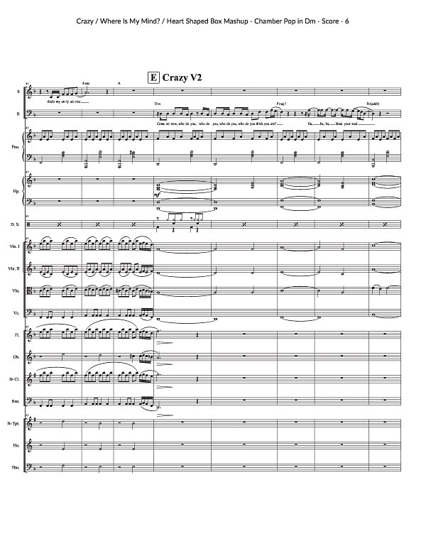 Crazy x Where Is My Mind? x Heart Shaped Box for Chamber Ensemble sheet music, page 6