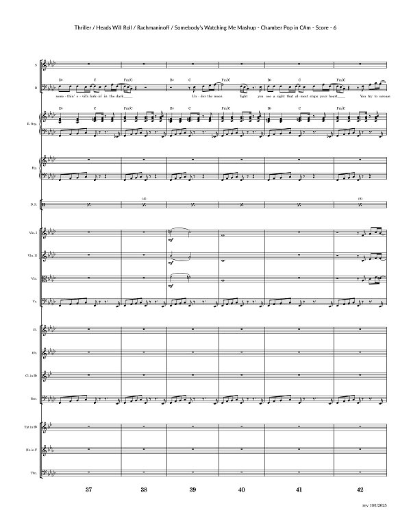 Thriller x Heads Will Roll x Somebody's Watching Me for Chamber Ensemble sheet music, page 6