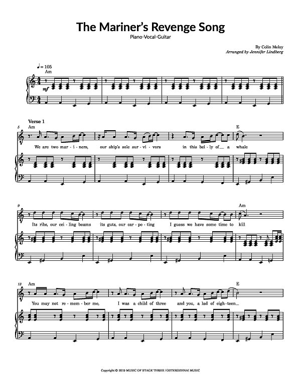 The Mariner's Revenge Song for Piano-Vocal-Guitar sheet music, page 1