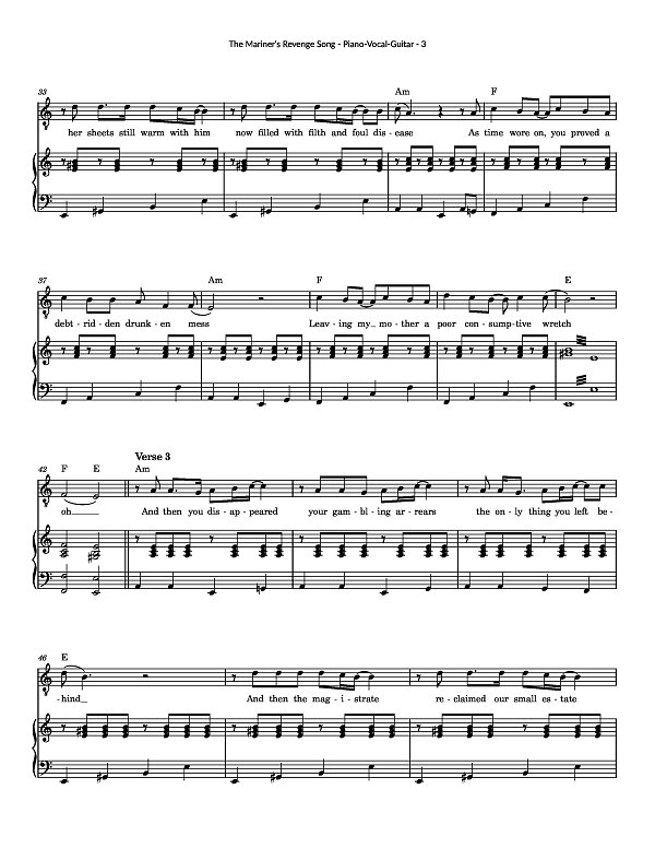 The Mariner's Revenge Song for Piano-Vocal-Guitar sheet music, page 3