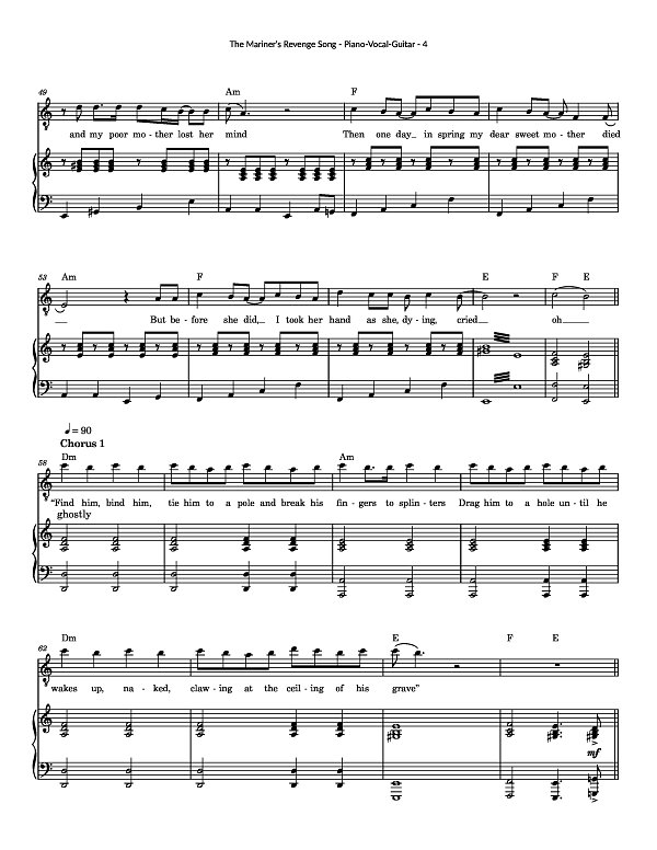 The Mariner's Revenge Song for Piano-Vocal-Guitar sheet music, page 4