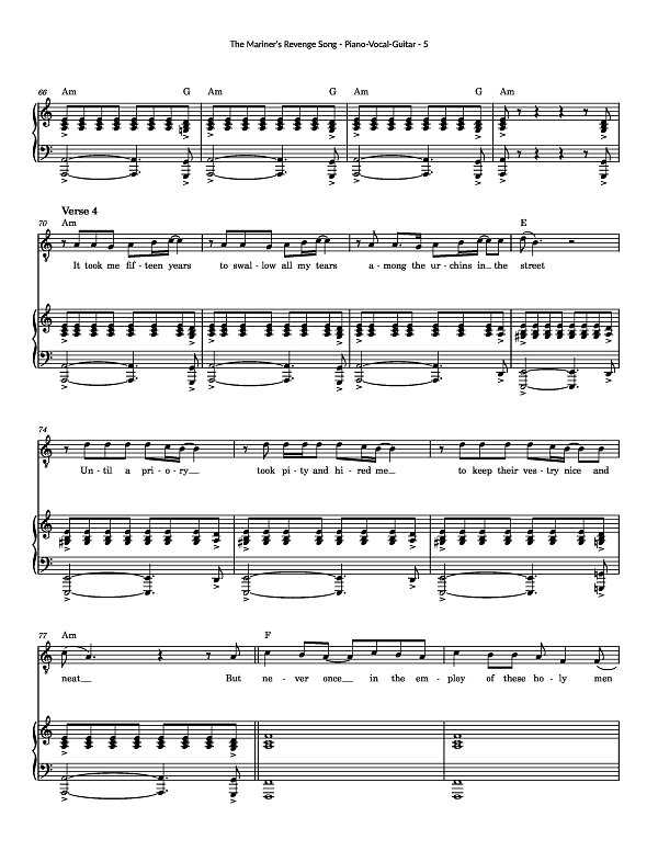 The Mariner's Revenge Song for Piano-Vocal-Guitar sheet music, page 5