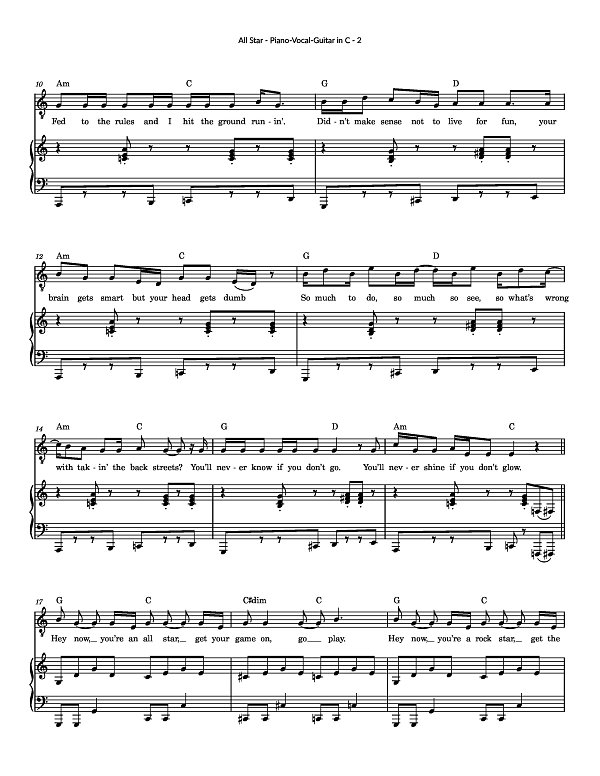 All Star for Piano-Vocal-Guitar sheet music, page 2