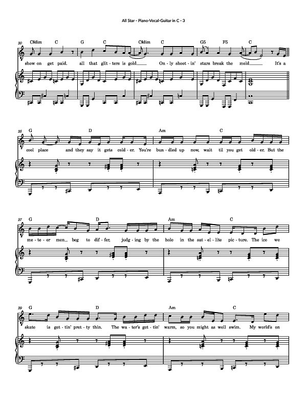 All Star for Piano-Vocal-Guitar sheet music, page 3