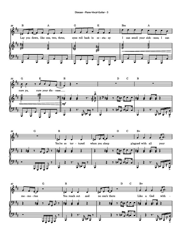 Disease for Piano-Vocal-Guitar sheet music, page 3