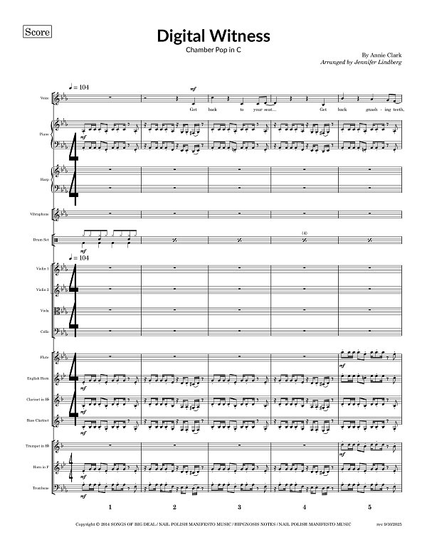 Digital Witness for Chamber Ensemble sheet music, page 1