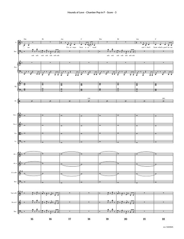 Hounds of Love for Chamber Ensemble sheet music, page 3