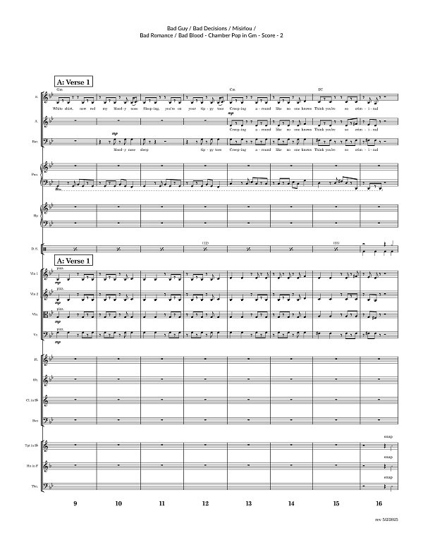 Bad Guy, Misirlou, Bad Decisions, Bad Romance, Bad Blood for Chamber Ensemble sheet music, page 2
