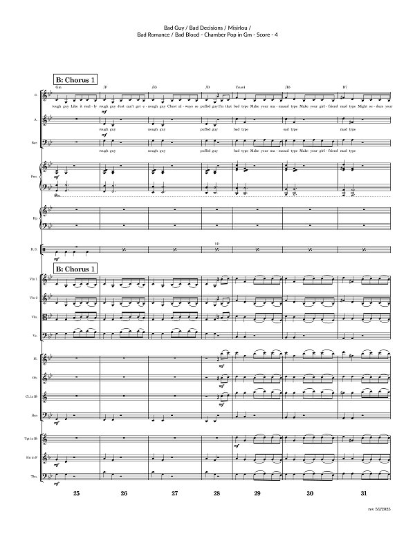 Bad Guy, Misirlou, Bad Decisions, Bad Romance, Bad Blood for Chamber Ensemble sheet music, page 4