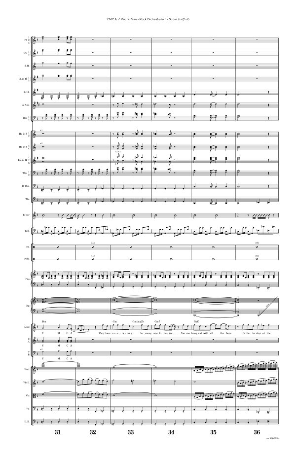 Y.M.C.A. x Macho Man for Rock Orchestra sheet music, page 6