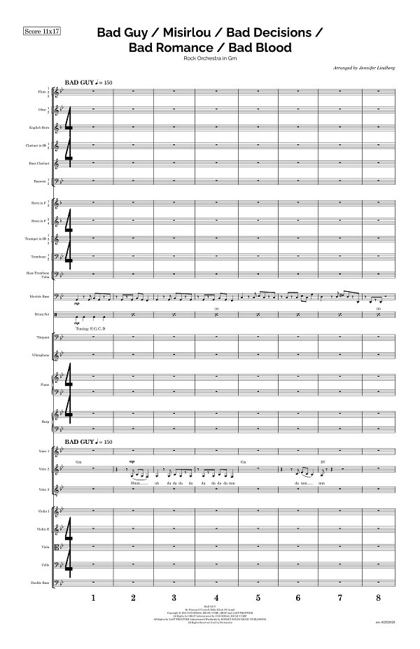 Bad Guy, Misirlou, Bad Decisions, Bad Romance, Bad Blood for Rock Orchestra sheet music, page 1