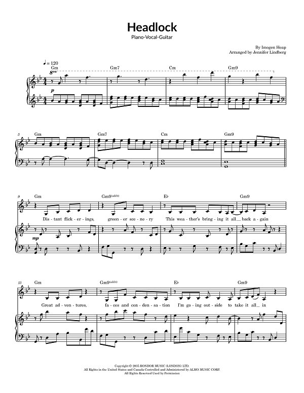 Headlock for Piano-Vocal-Guitar sheet music, page 1