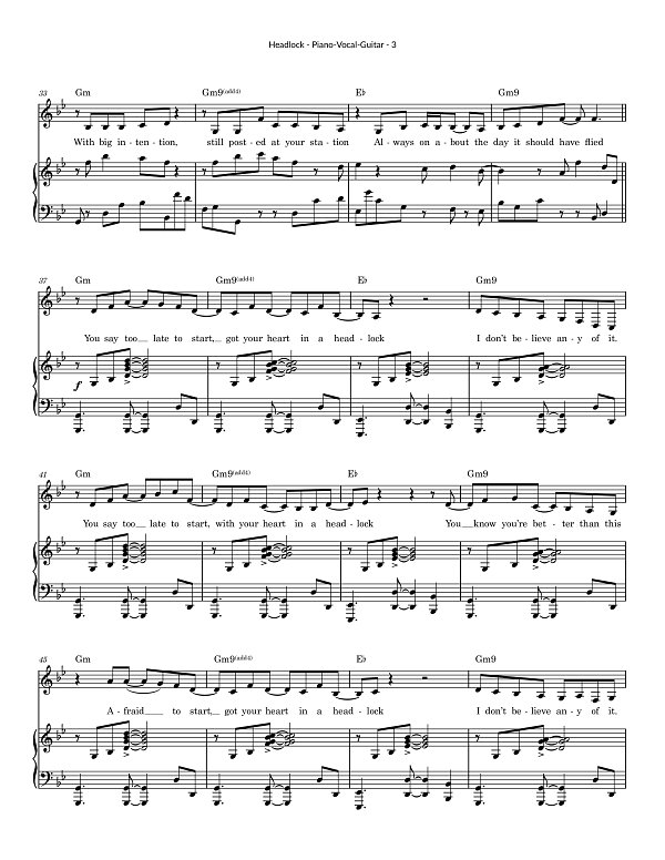 Headlock for Piano-Vocal-Guitar sheet music, page 3