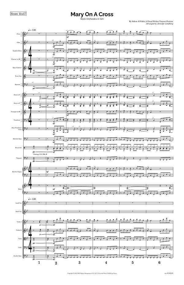 Mary On A Cross for Rock Orchestra sheet music, page 1