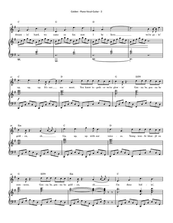 Golden for Piano-Vocal-Guitar sheet music, page 3