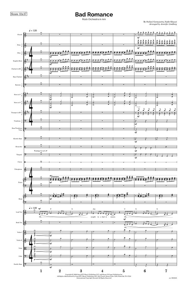 Bad Romance for Rock Orchestra sheet music, page 1