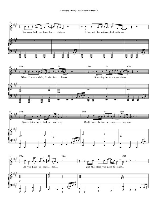 Arsonist's Lullaby for Piano-Vocal-Guitar sheet music, page 2
