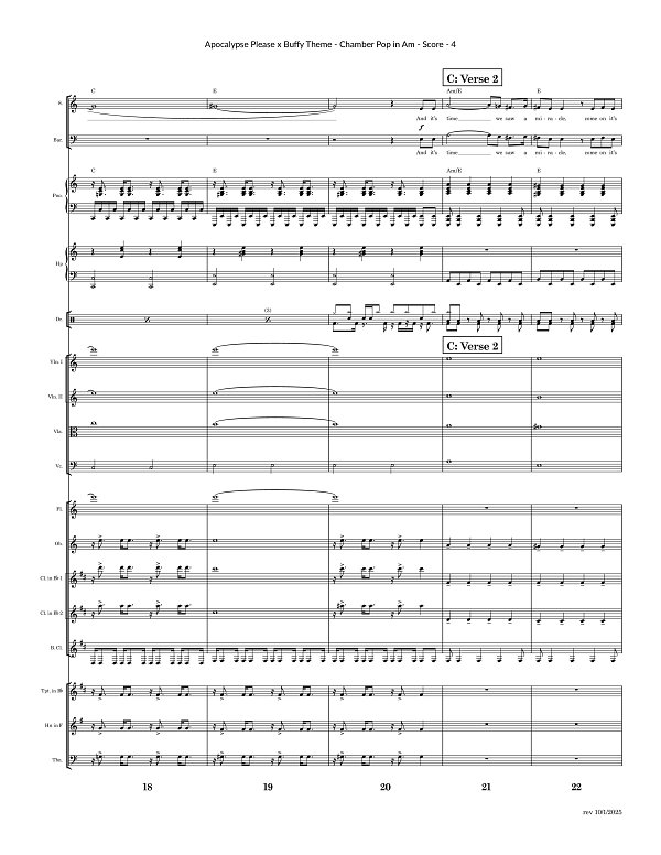 Apocalypse Please x Theme From Buffy The Vampire Slayer for Chamber Ensemble sheet music, page 4