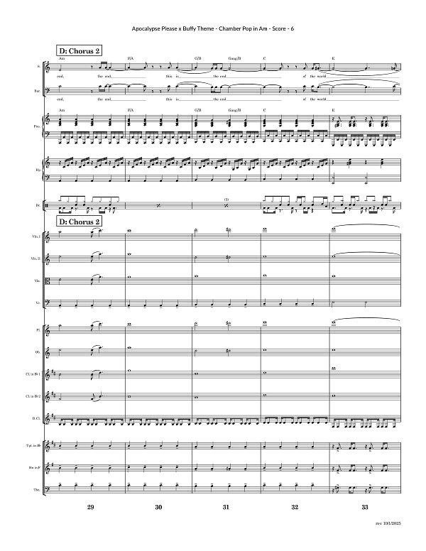 Apocalypse Please x Theme From Buffy The Vampire Slayer for Chamber Ensemble sheet music, page 6
