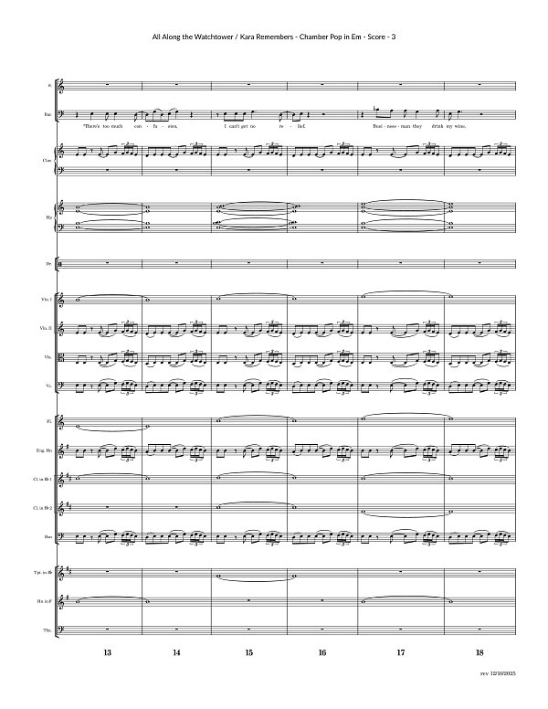 All Along the Watchtower x Kara Remembers for Chamber Ensemble sheet music, page 3