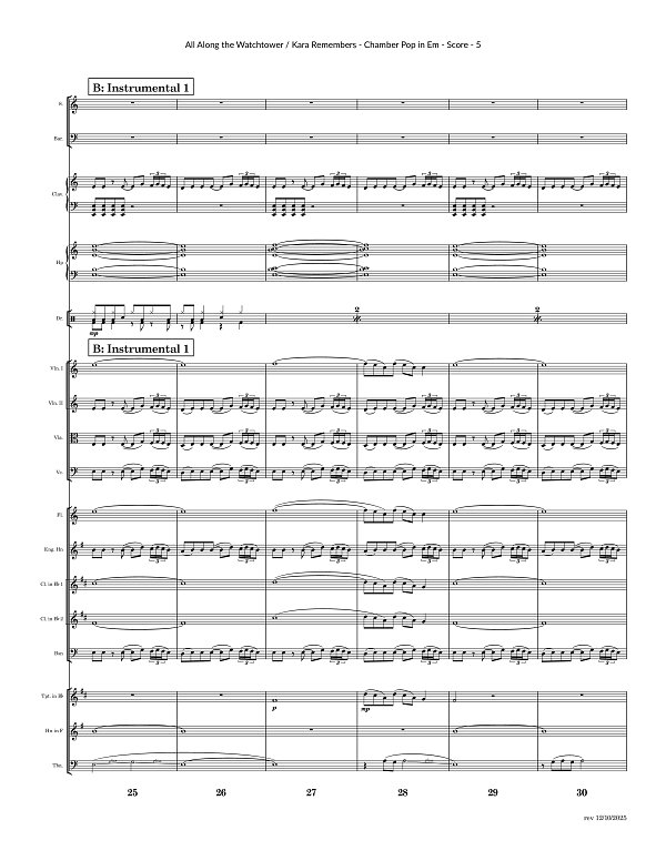 All Along the Watchtower x Kara Remembers for Chamber Ensemble sheet music, page 5