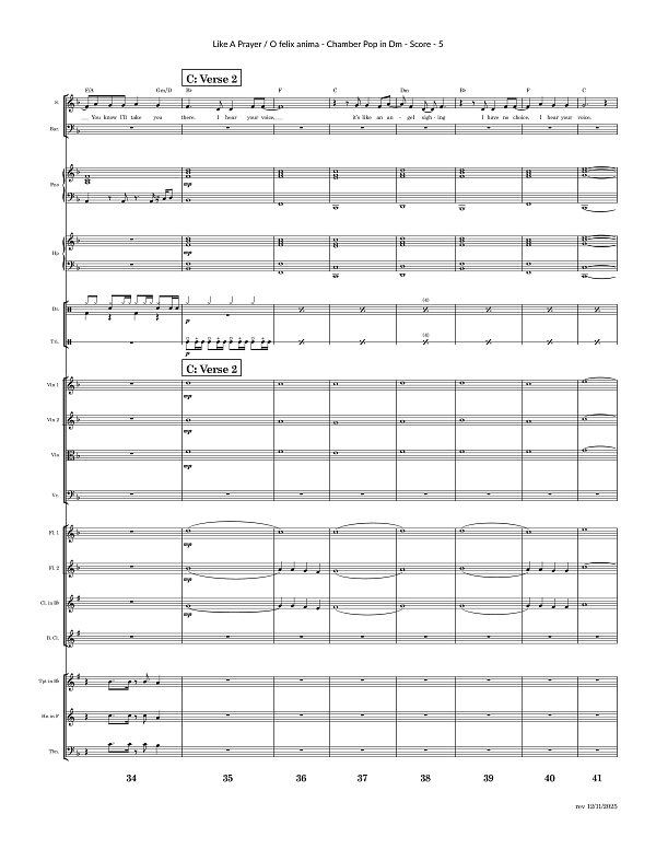 Like A Prayer x O felix anima for Chamber Ensemble sheet music, page 5