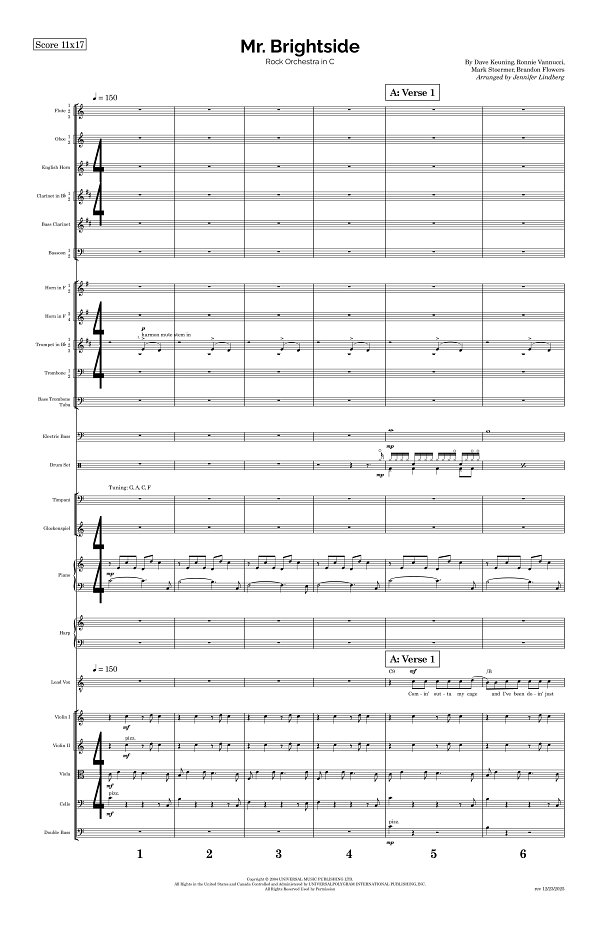 Mr. Brightside for Rock Orchestra sheet music, page 1