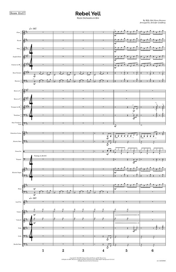 Rebel Yell for Rock Orchestra sheet music, page 1