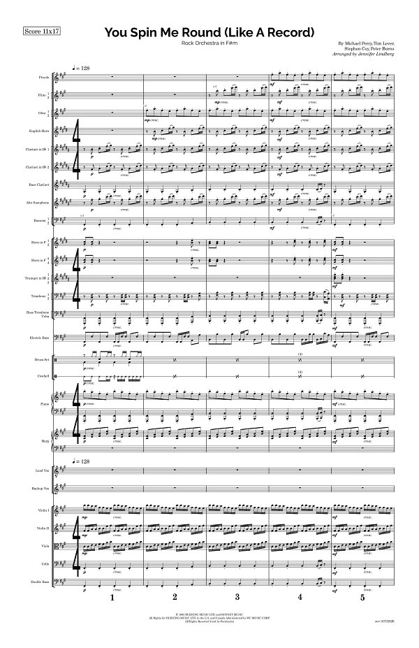 You Spin Me Round (Like A Record) for Rock Orchestra sheet music, page 1